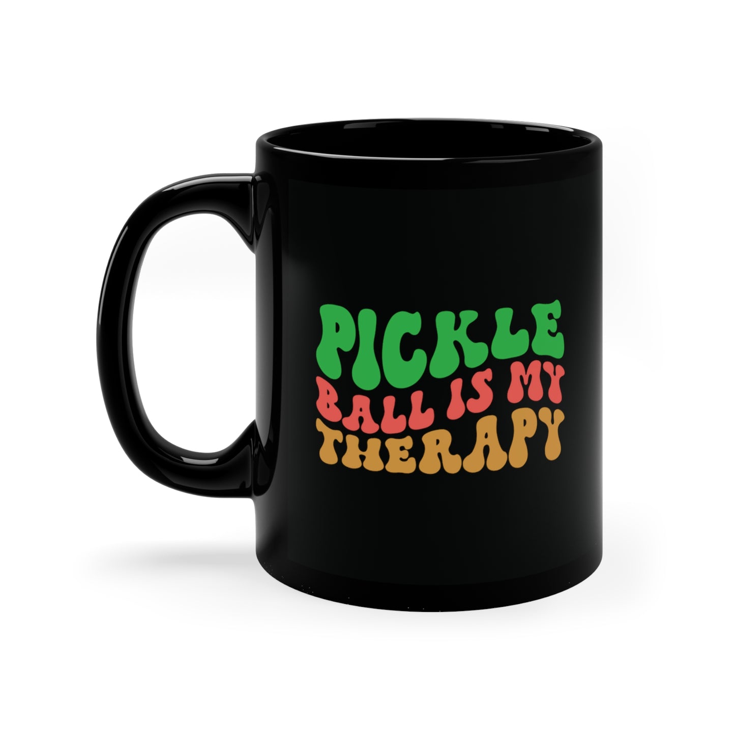 Pickleball Therapy and Chill 11oz Black Mug