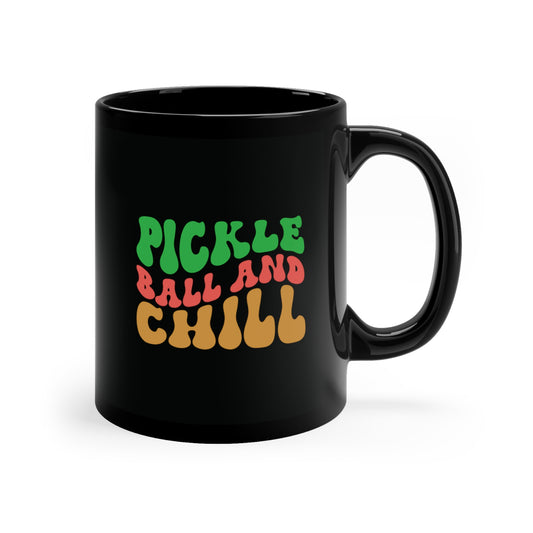 Pickleball and Chill 11oz Black Mug