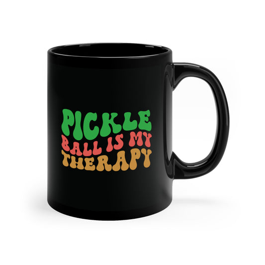 Pickleball Therapy and Chill 11oz Black Mug